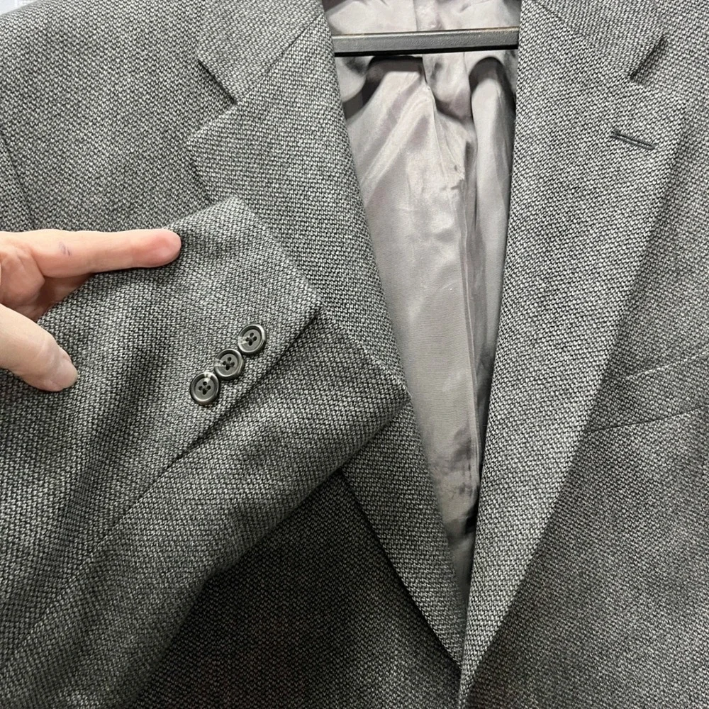 Lauren Ralph Lauren Mens Blazer Sport‎ Coat Jacket Black White Tweed Vtg  44R